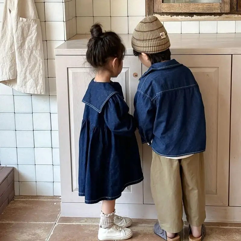 【80-150cm】デニム ワンピース トップス