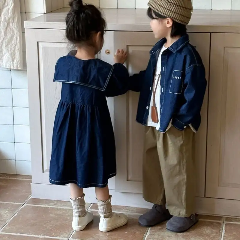 【80-150cm】デニム ワンピース トップス
