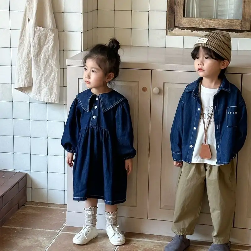 【80-150cm】デニム ワンピース トップス