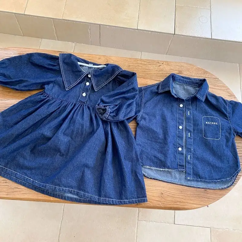 【80-150cm】デニム ワンピース トップス