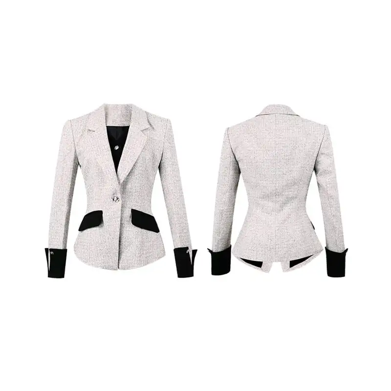 アウター スーツ 通勤 配色 フェイクレイヤード 長袖