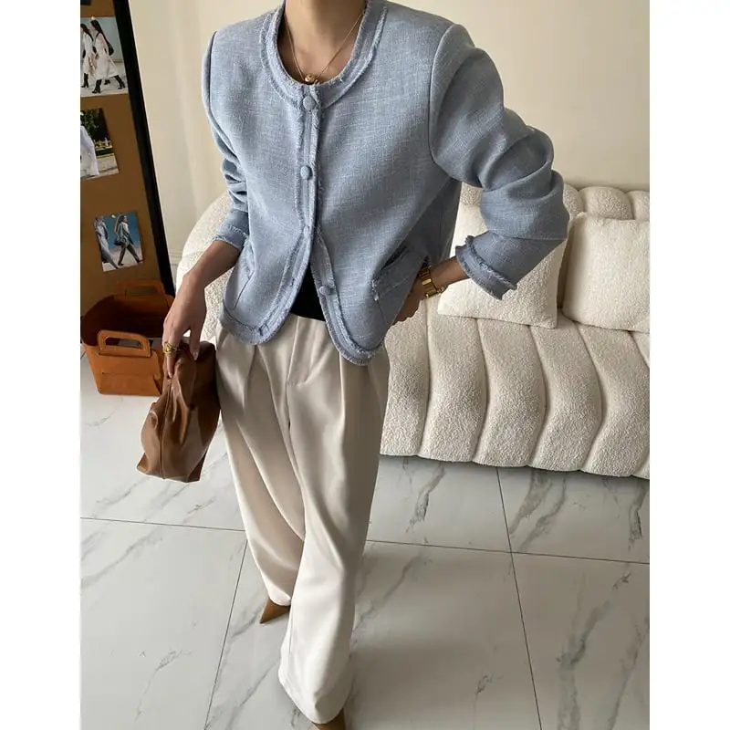 アウター ジャケット フリンジデザイン シングルブレスト 長袖