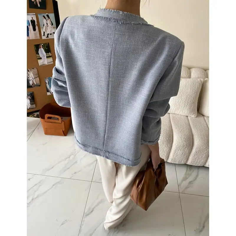 アウター ジャケット フリンジデザイン シングルブレスト 長袖