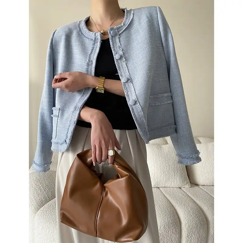 アウター ジャケット フリンジデザイン シングルブレスト 長袖