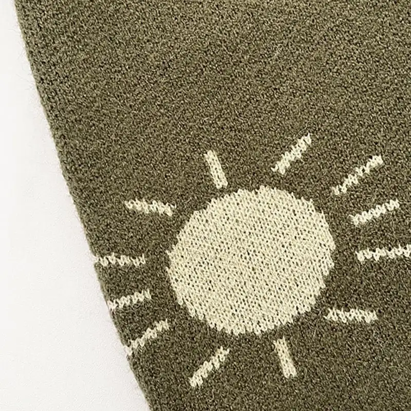 【66-100cm】月と太陽プリント ニット ロンパース