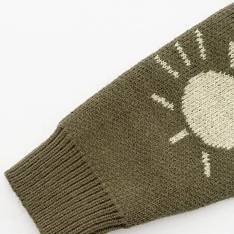 【66-100cm】月と太陽プリント ニット ロンパース