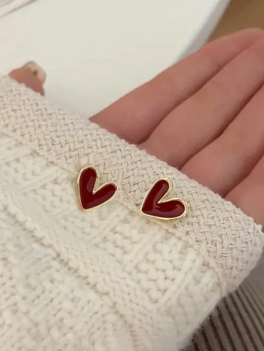 1ペア ハート型 ミニマルデザイン 毎日使えるピアス