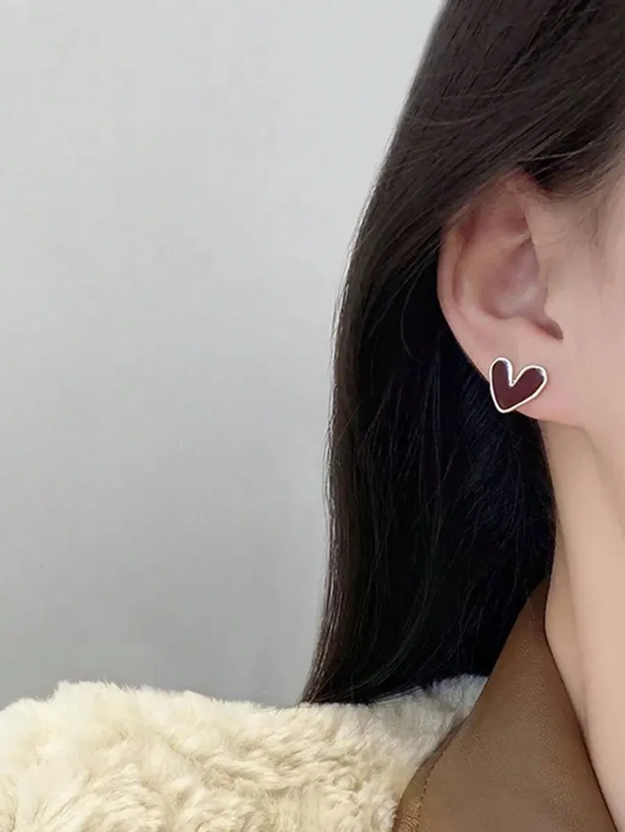 1ペア ハート型 ミニマルデザイン 毎日使えるピアス