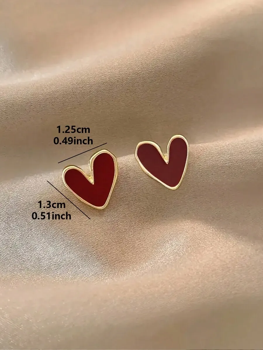 1ペア ハート型 ミニマルデザイン 毎日使えるピアス