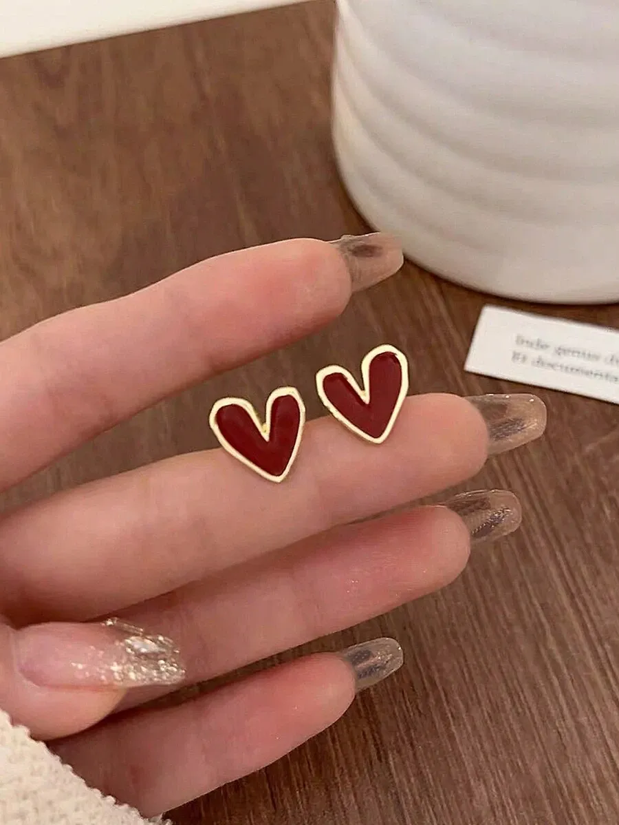 1ペア ハート型 ミニマルデザイン 毎日使えるピアス