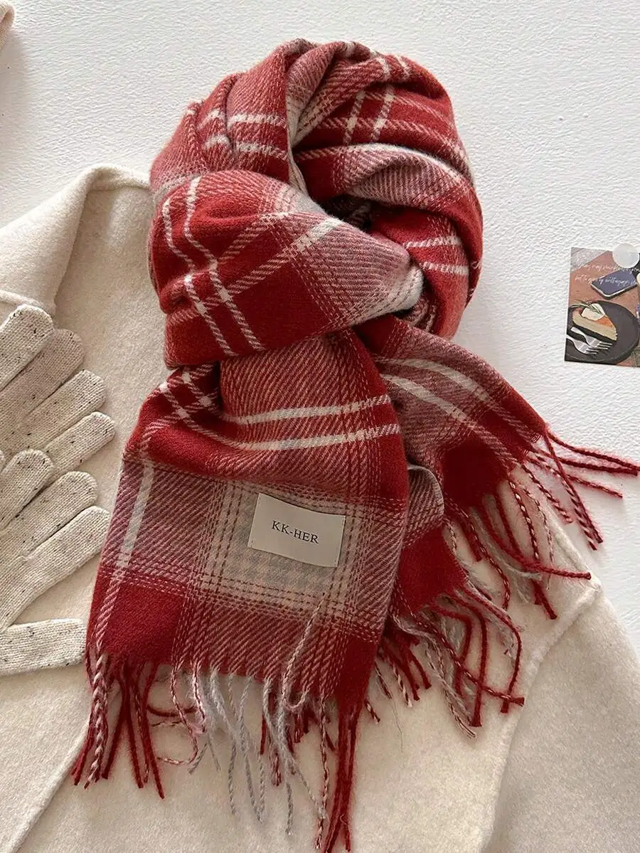 クラシック チェック柄 スカーフ 暖かい ショール レディース アクセサリー