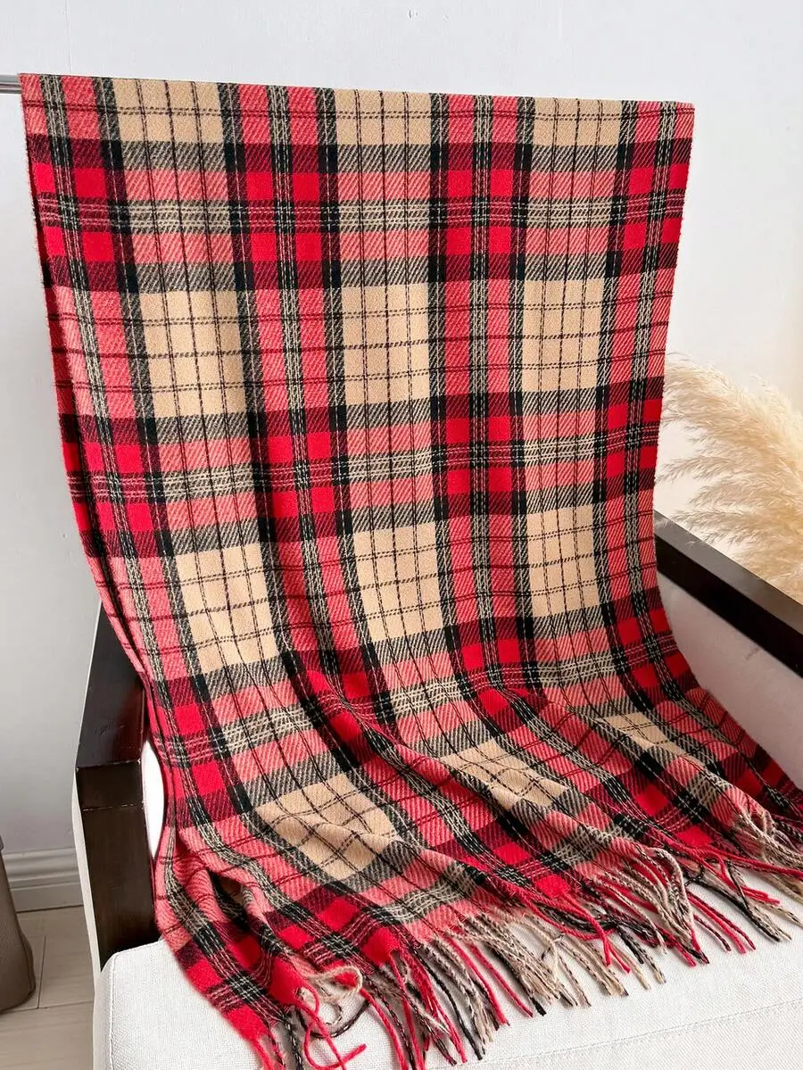 秋冬 レディース エレガント チェック ストライプ スカーフ/ショール