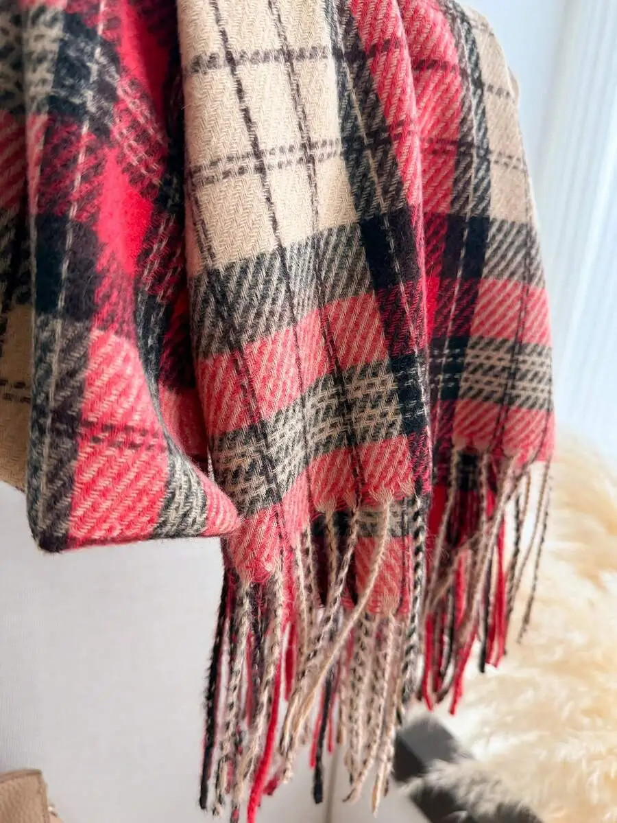 秋冬 レディース エレガント チェック ストライプ スカーフ/ショール