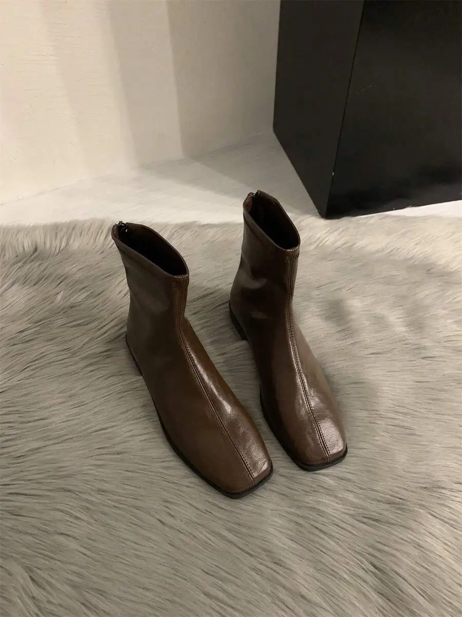 ローヒール マーティンブーツ 薄型 ショートブーツ