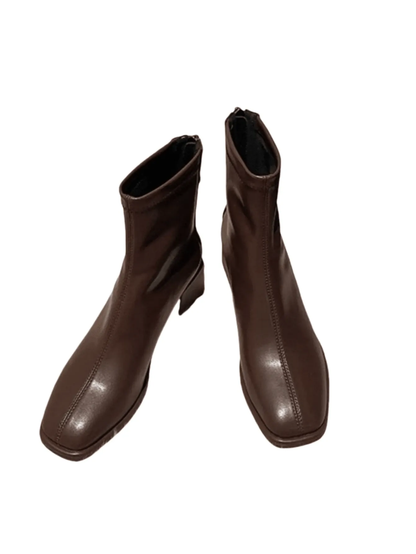 厚めヒール ホワイト レディース ショートブーツ