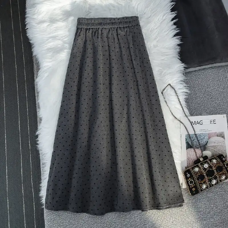 ボトムス スカート ハート柄 ハイウエスト グレー