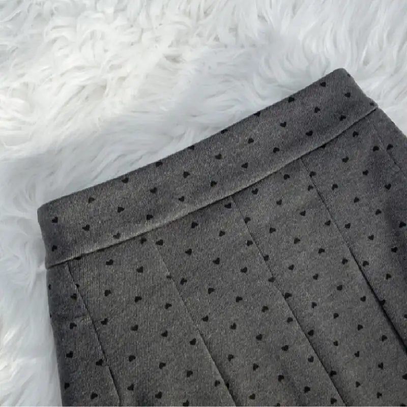 ボトムス スカート ハート柄 ハイウエスト グレー