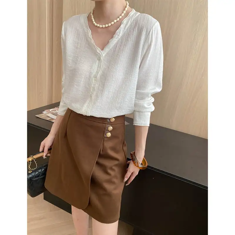 ボトムス スカート 2色展開  無地 通勤 流行兆し ブラック コーヒー色