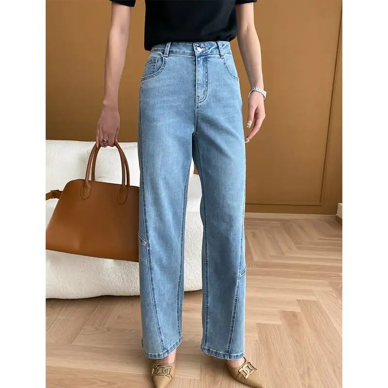 ボトムス デニムパンツ ジーンズ ハイウエスト ワイド ライトブルー