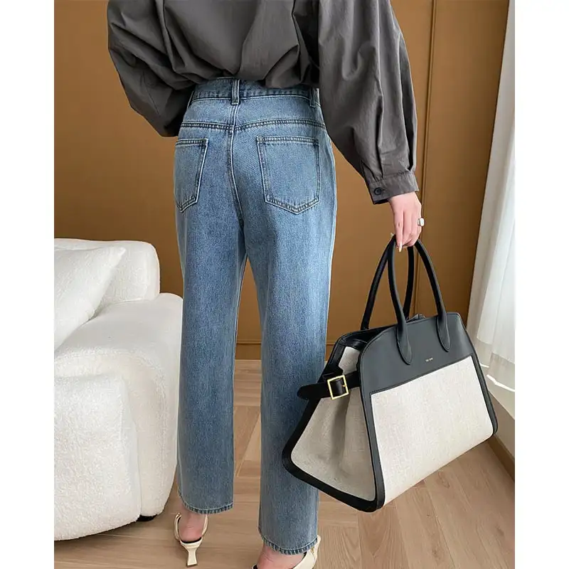 ボトムス デニムパンツ アンクル丈 すっきり見える ジーンズ ライトブルー