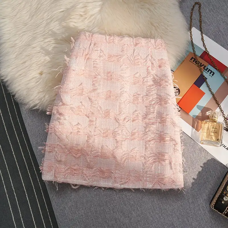 ボトムス スカート 3色展開 ミニスカート ハイウエスト タッセル ブラック ベージュ ピンク