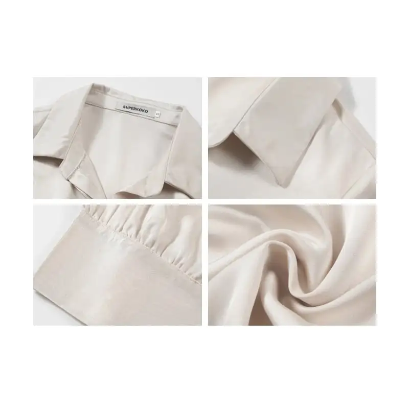 セットアップ トップス+スカート 気質溢れる 落ち感 長袖 ベージュ