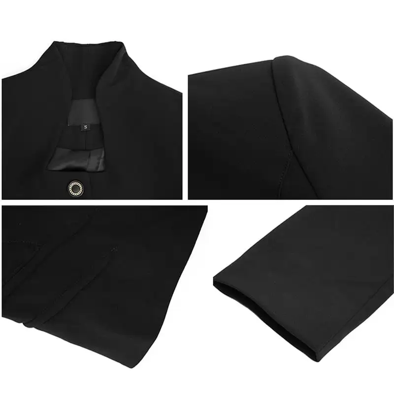 セットアップ OL/通勤 ビジネス アウター+スカート ブラック