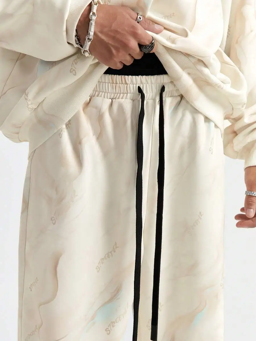 メンズ ルーズ ニット 長袖 スウェットシャツ セット