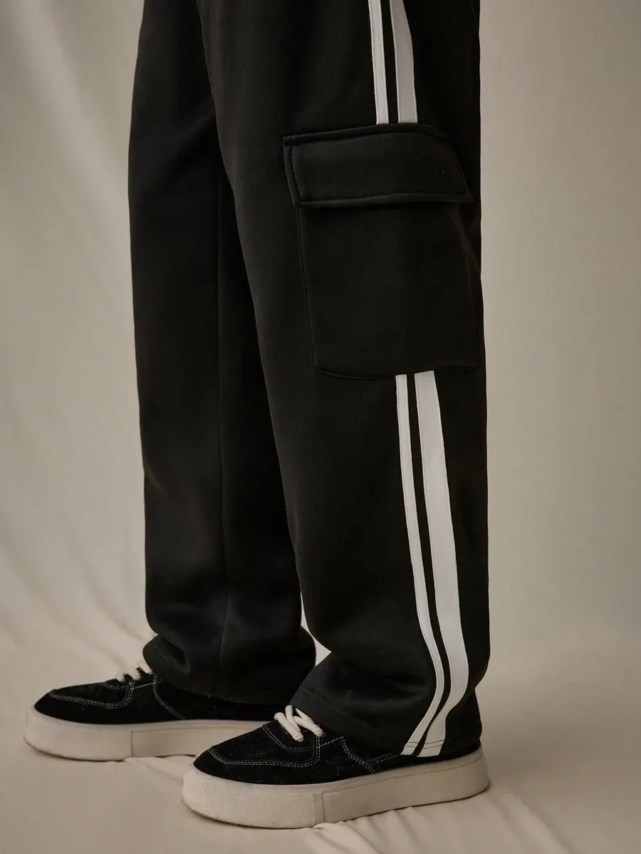 メンズ ニット カジュアル ルーズ フィット 長袖 スウェットシャツ ストレートレッグパンツ セットアップ