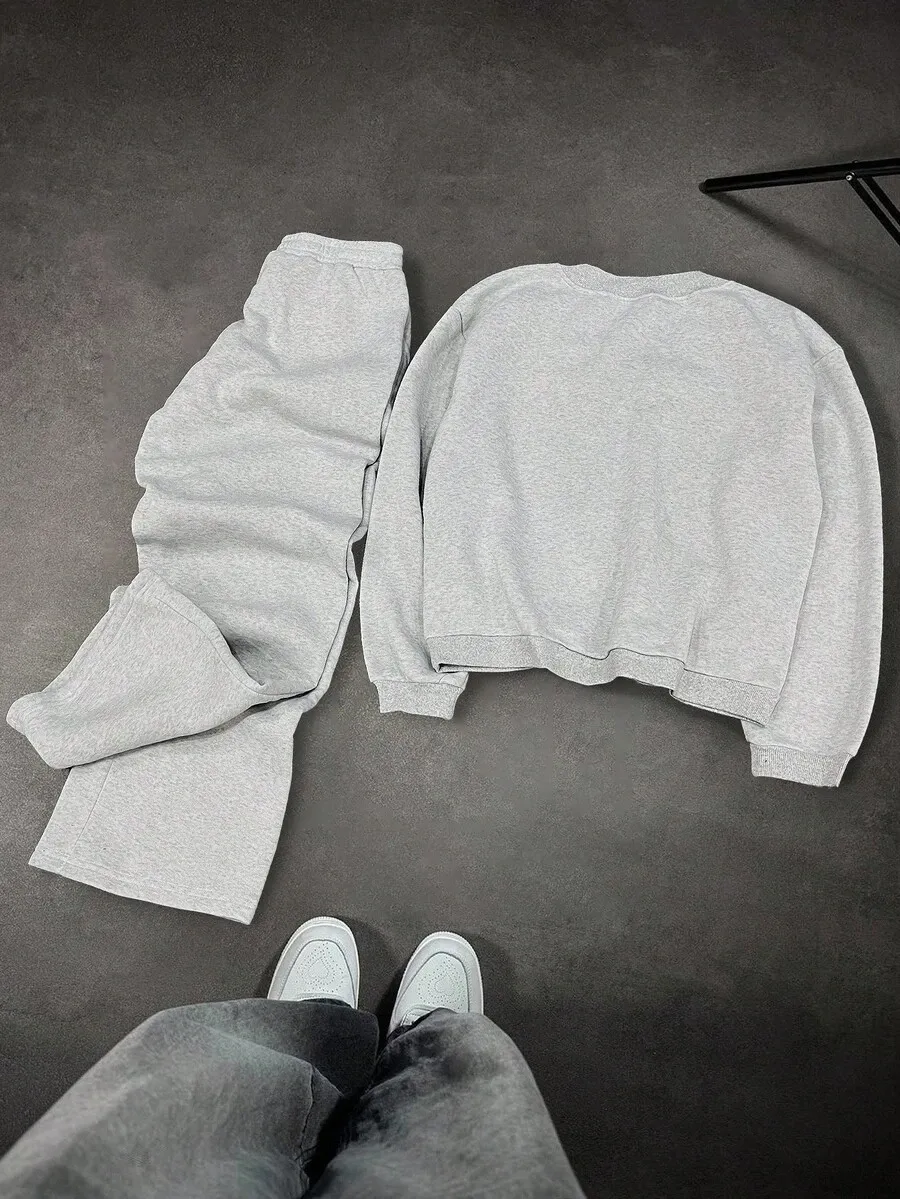 メンズ カジュアル Vネック ロング スリーブ スウェットシャツ スポーツパンツ セット