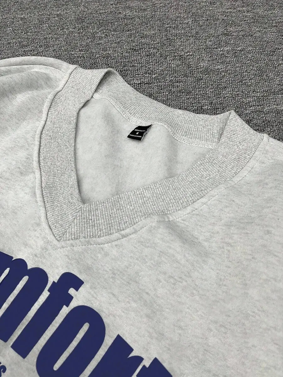 メンズ カジュアル Vネック ロング スリーブ スウェットシャツ スポーツパンツ セット