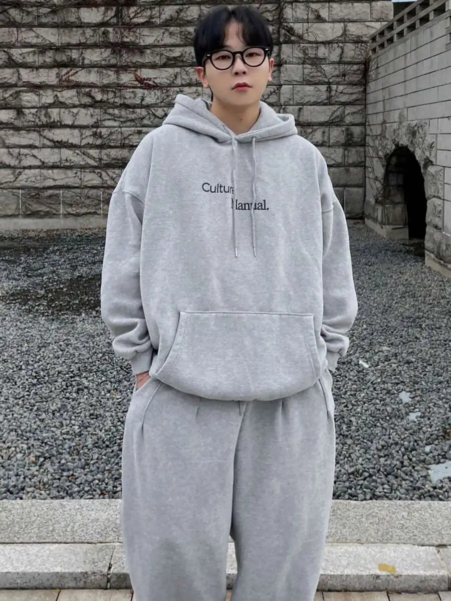 カジュアル プリントフーディー ルーズフィット スウェットシャツ スウェットパンツ 2点セット