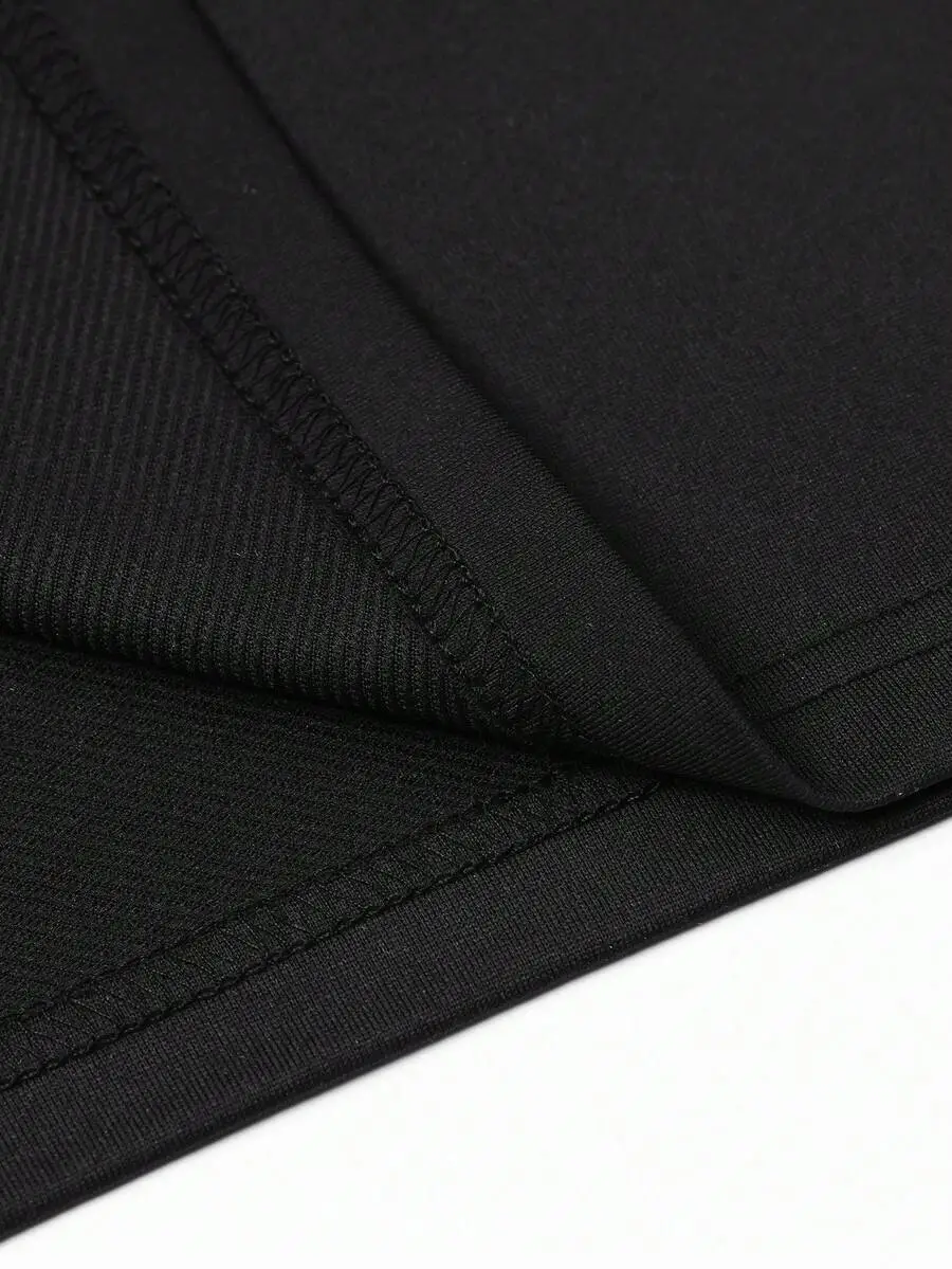 メンズ ブラック カジュアル ポロカラー 長袖 ポケット付き スウェットシャツ パンツ セット