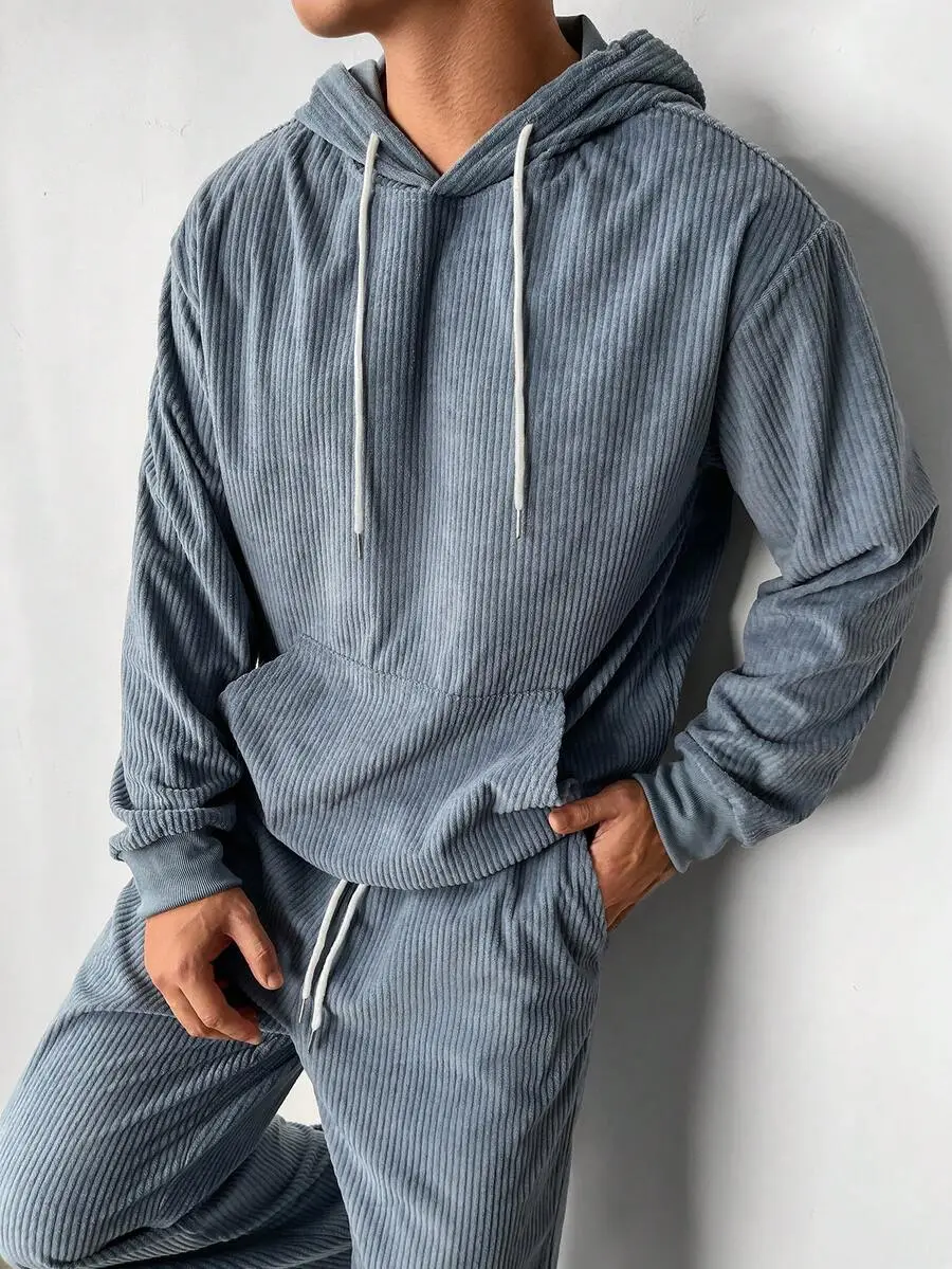 メンズ 無地 ポケット付き パーカー スウェットパンツ セット