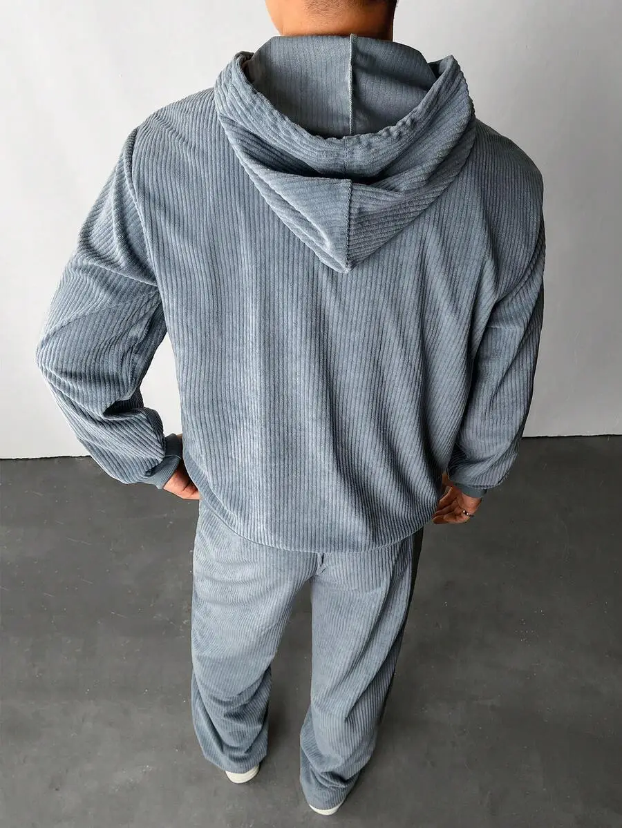 メンズ 無地 ポケット付き パーカー スウェットパンツ セット