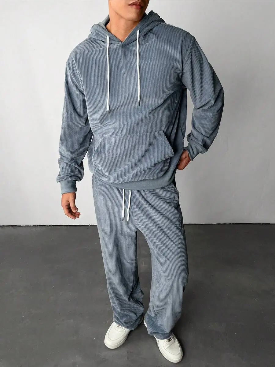 メンズ 無地 ポケット付き パーカー スウェットパンツ セット