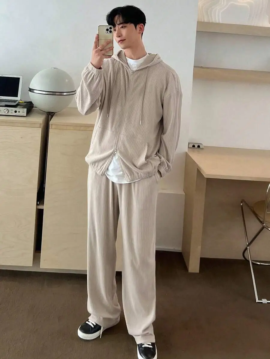 メンズ 無地 パーカー トラックスーツ ドローストリングセット