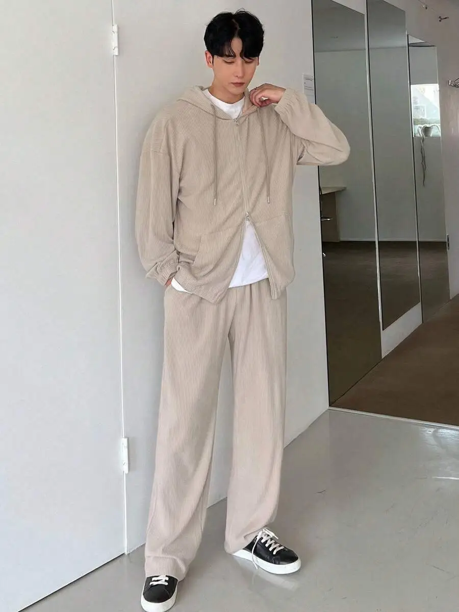 メンズ 無地 パーカー トラックスーツ ドローストリングセット