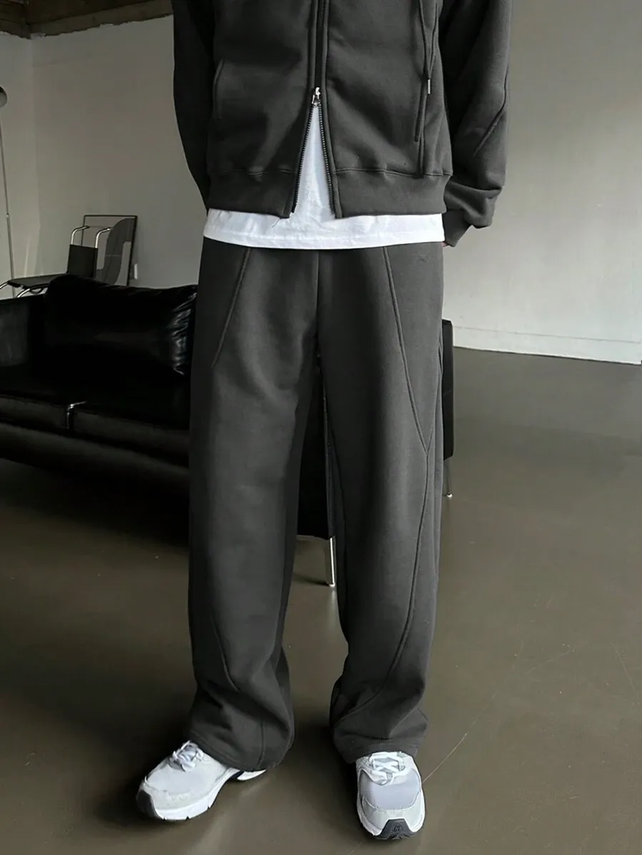 無地 ジップアップ フード付き スウェットシャツ ポケット付き パンツ 2点セット