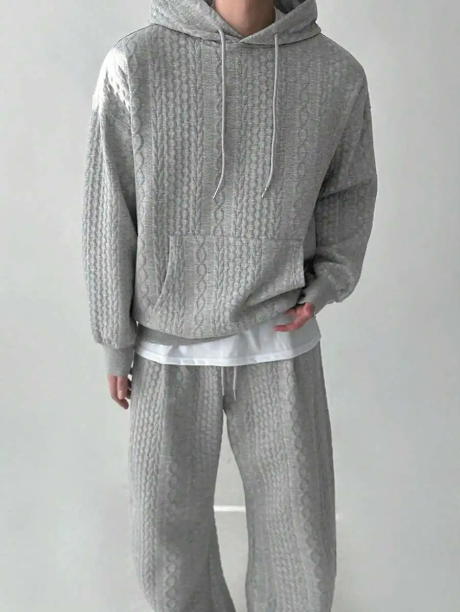 メンズ 無地 カジュアル グレー パーカー セット