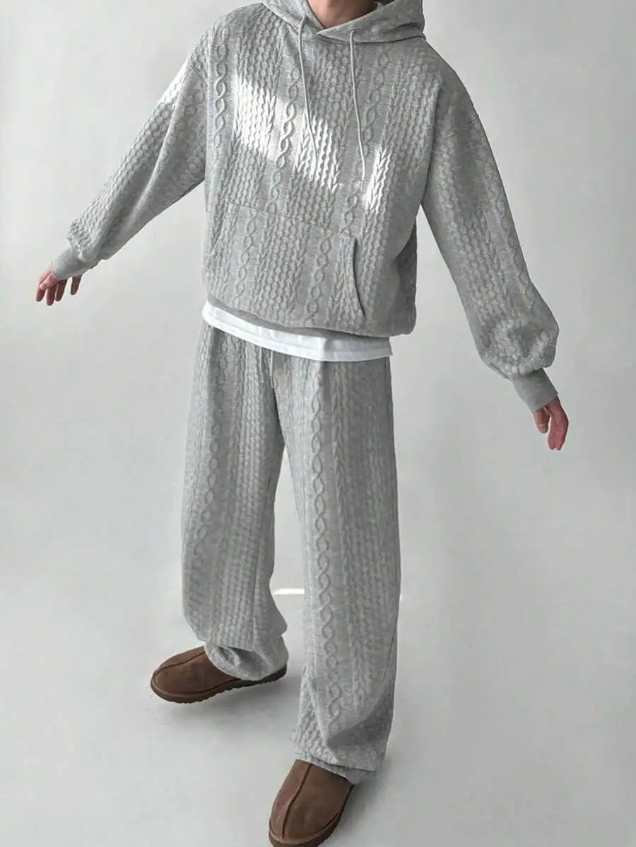 メンズ 無地 カジュアル グレー パーカー セット