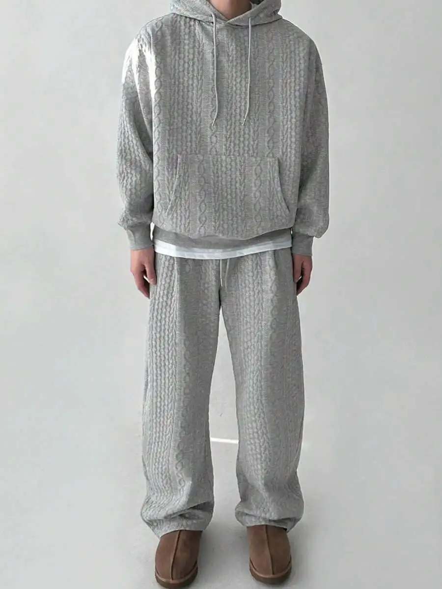 メンズ 無地 カジュアル グレー パーカー セット