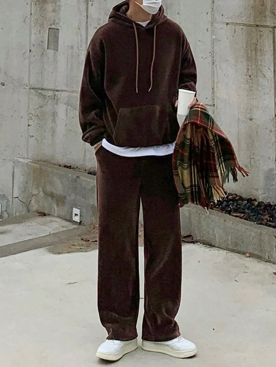 無地 長袖 パーカー スウェットパンツ カジュアル 二点セット