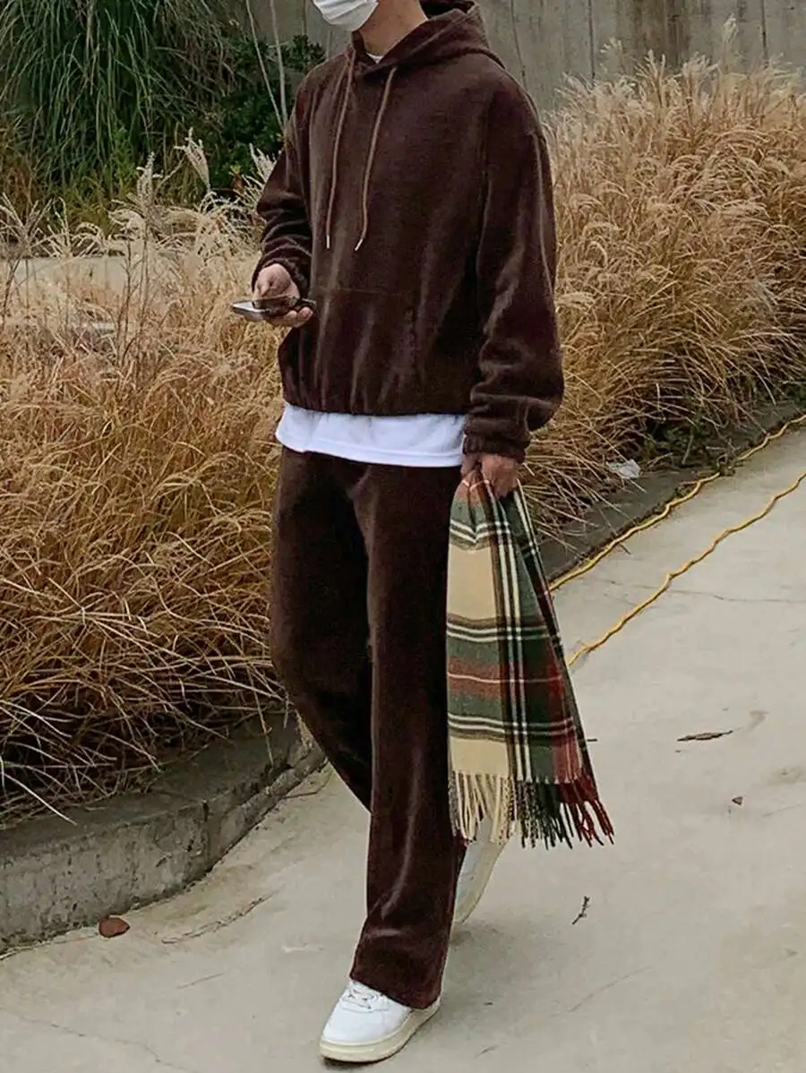 無地 長袖 パーカー スウェットパンツ カジュアル 二点セット