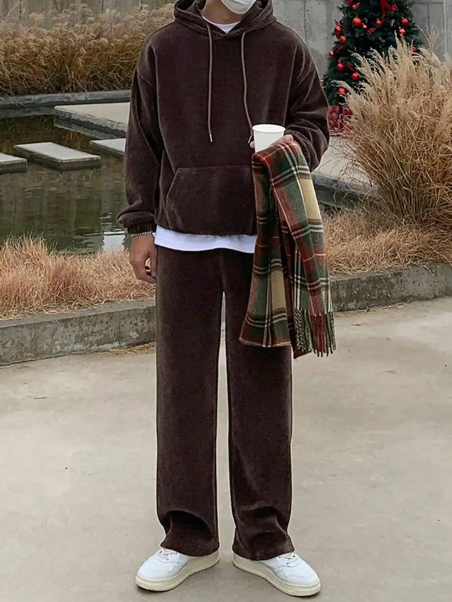 無地 長袖 パーカー スウェットパンツ カジュアル 二点セット