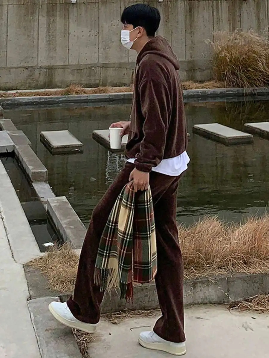 無地 長袖 パーカー スウェットパンツ カジュアル 二点セット