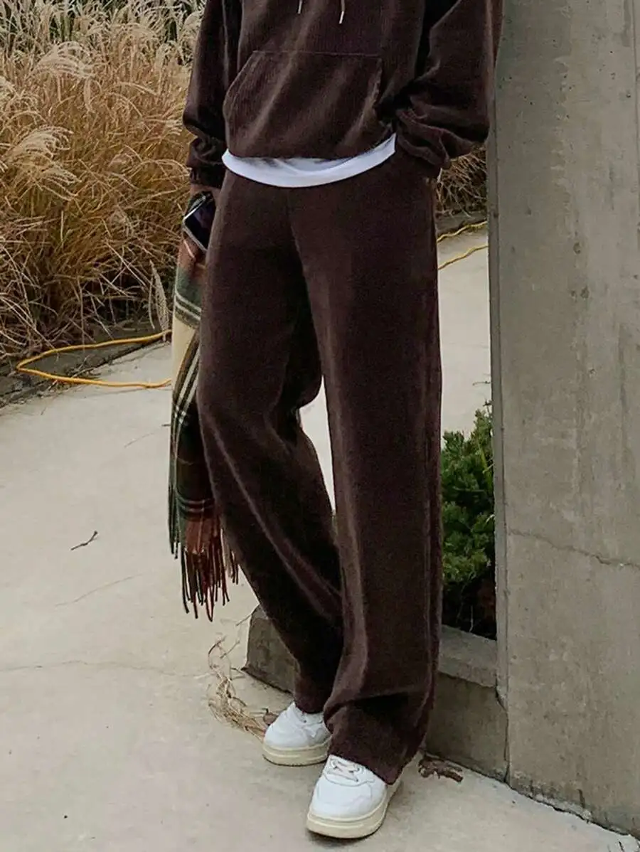 無地 長袖 パーカー スウェットパンツ カジュアル 二点セット