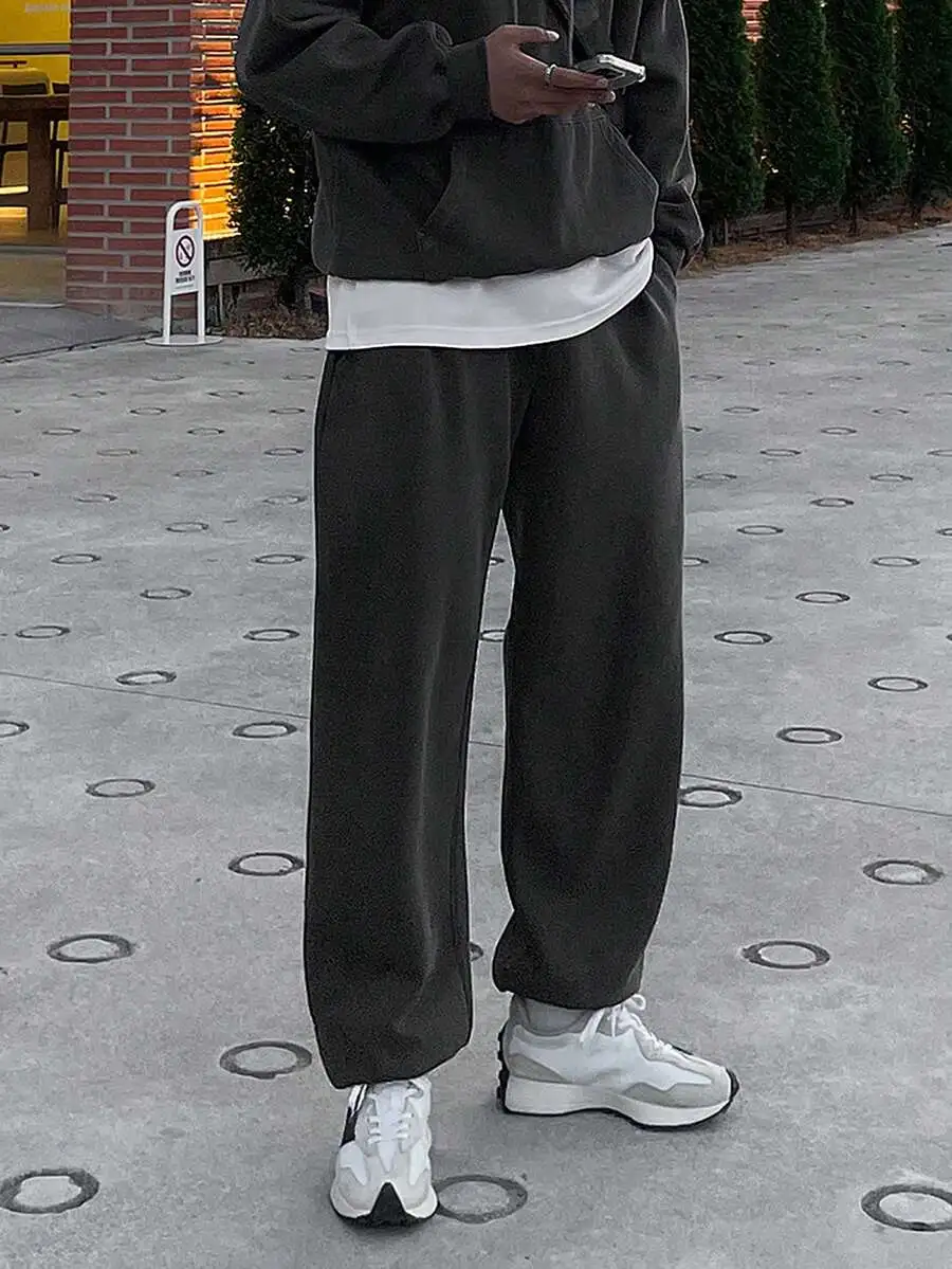 メンズ レター刺繍 パーカー セット ダークグレー