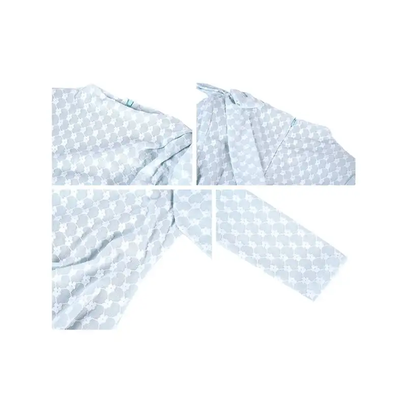 ワンピース 花柄 スリット 長袖 ブルー