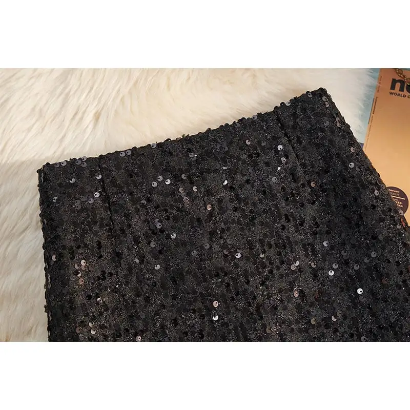 ボトムス スカート 3色展開 ミニスカート ツイード ハイウエスト スパンコール